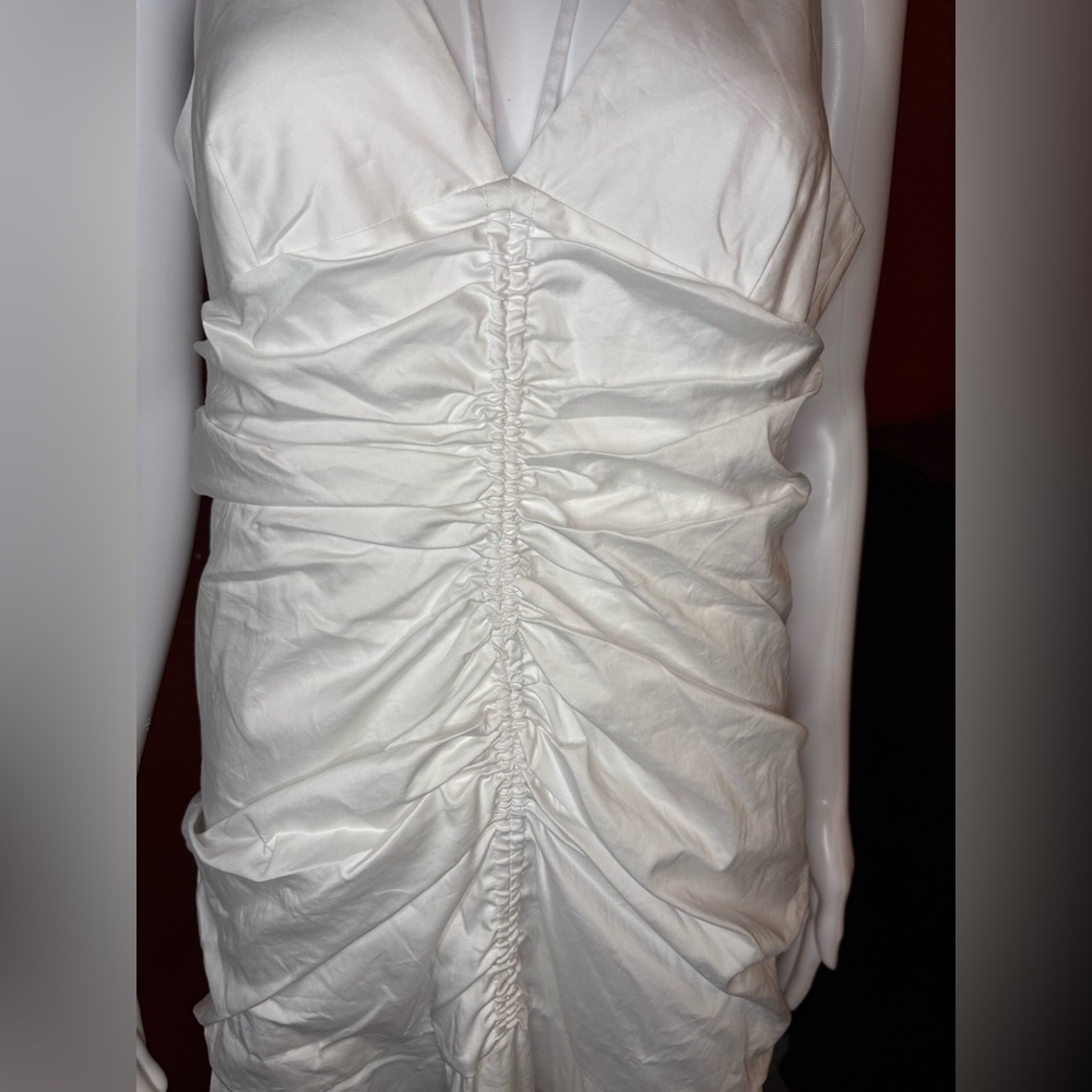 NWT VERONICA BEARD- Fitz White Golden Sand Halter Dress. Size 12 - Picture 9 of 13
